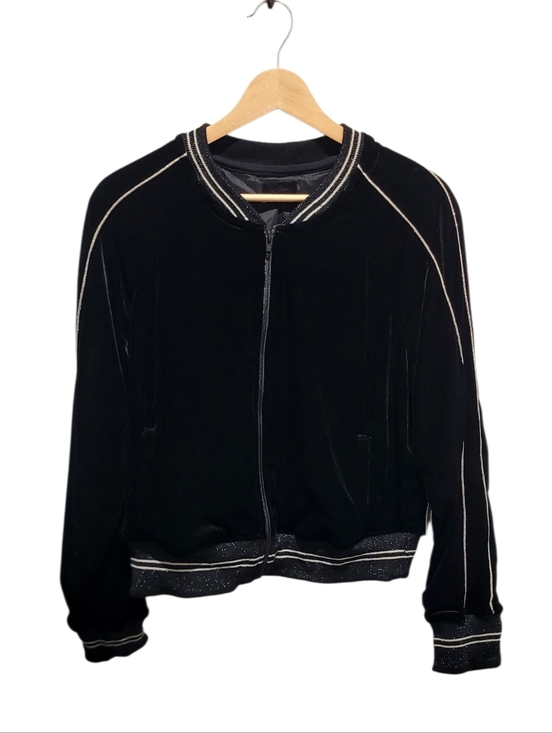 MOTHER Jackets & Blazers - MOTHER The Runner Letterman Jacket Black Metallic Racer Stripe Bomber Large NWT